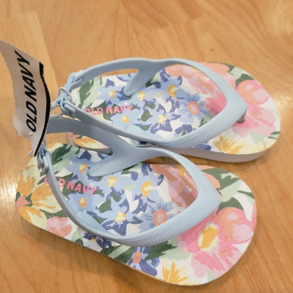 Old Navy Floral Toddler Flip Flops Multicolor Size 5 New